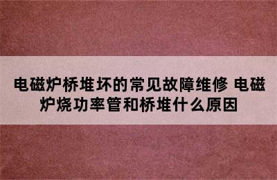 电磁炉桥堆坏的常见故障维修 电磁炉烧功率管和桥堆什么原因